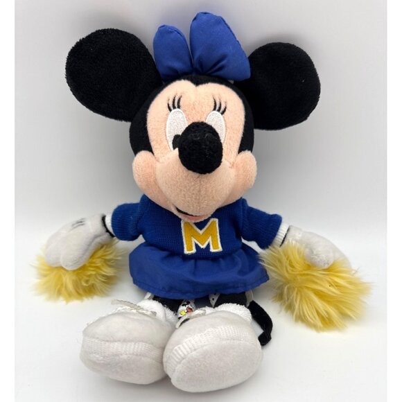 Vintage Walt Disney World Minnie Mouse Blue Cheerleader Uniform Plush Stuffy - Picture 1 of 4